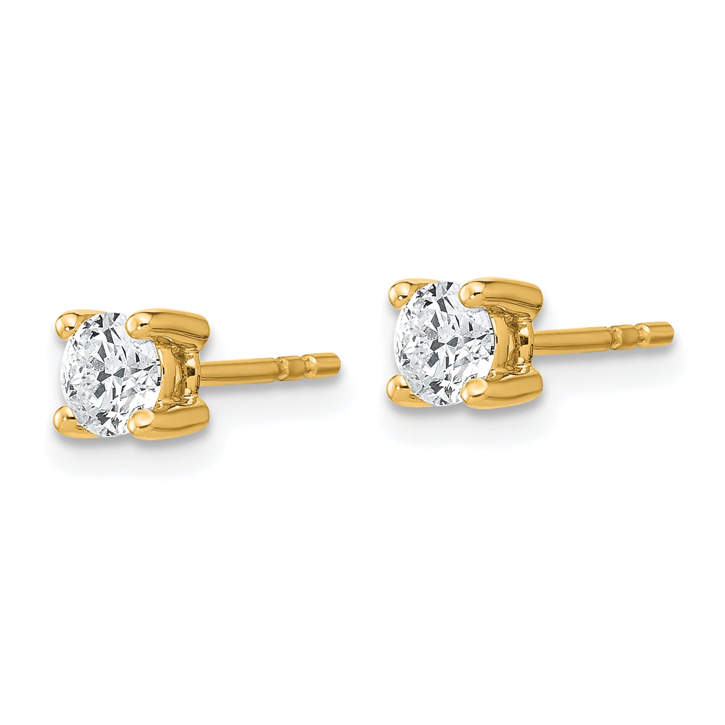 18K Yellow Gold 1/2 ct Lab-Created Diamond VS+ F+, 4-Prong Stud Earrings Secondary image