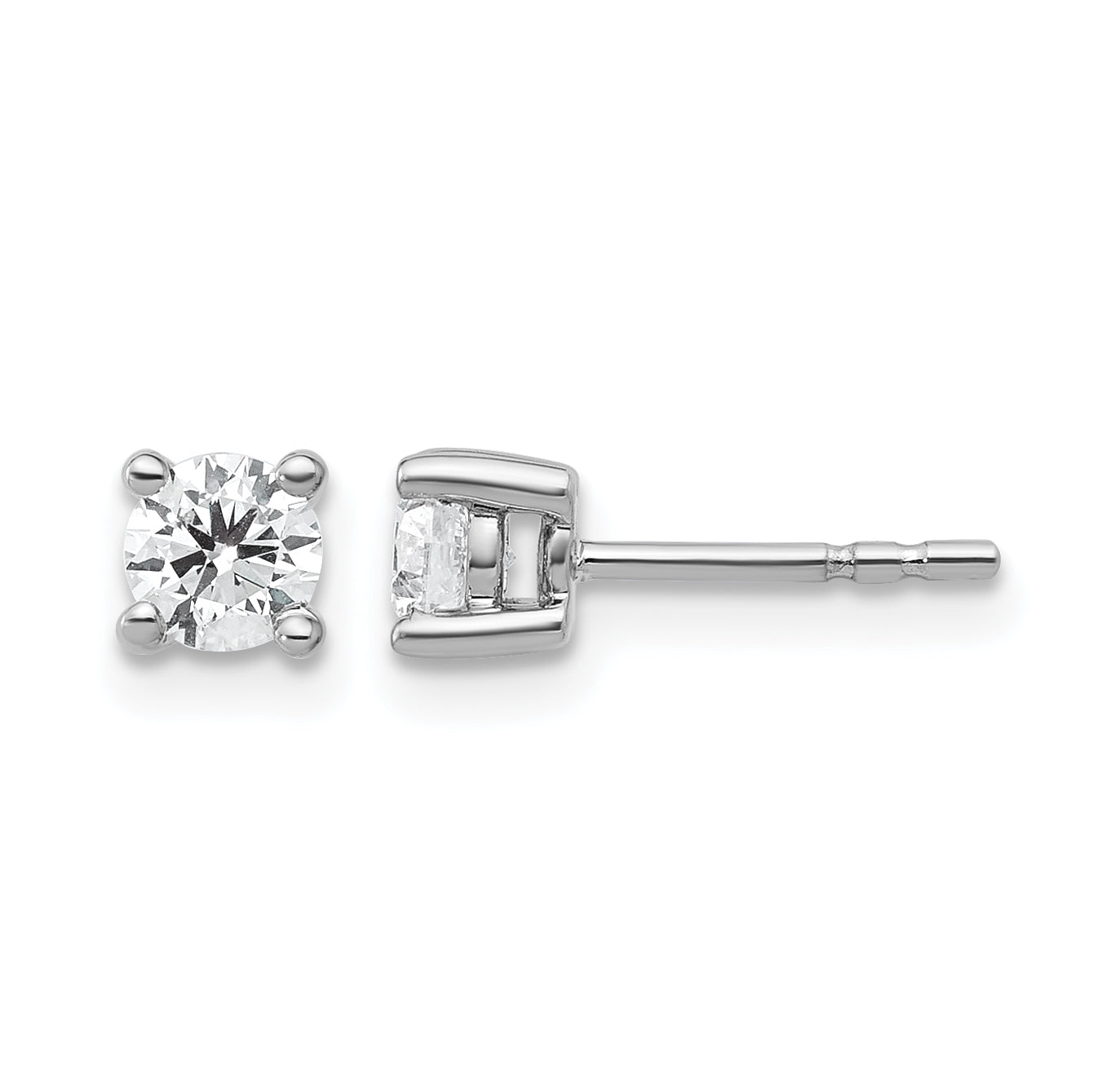 14K White Gold 1/2 ct Lab-Created Diamond VS+ F+, 4-Prong Stud Earrings