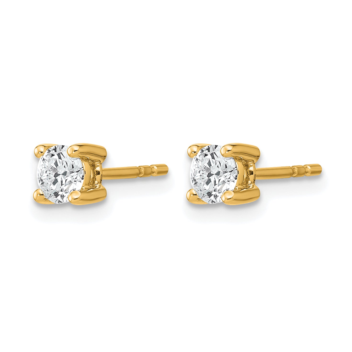 14K Yellow Gold 1/2 ct Certified Lab-Created Diamond VS/SI+ G+, 4-Prong Stud Earrings
