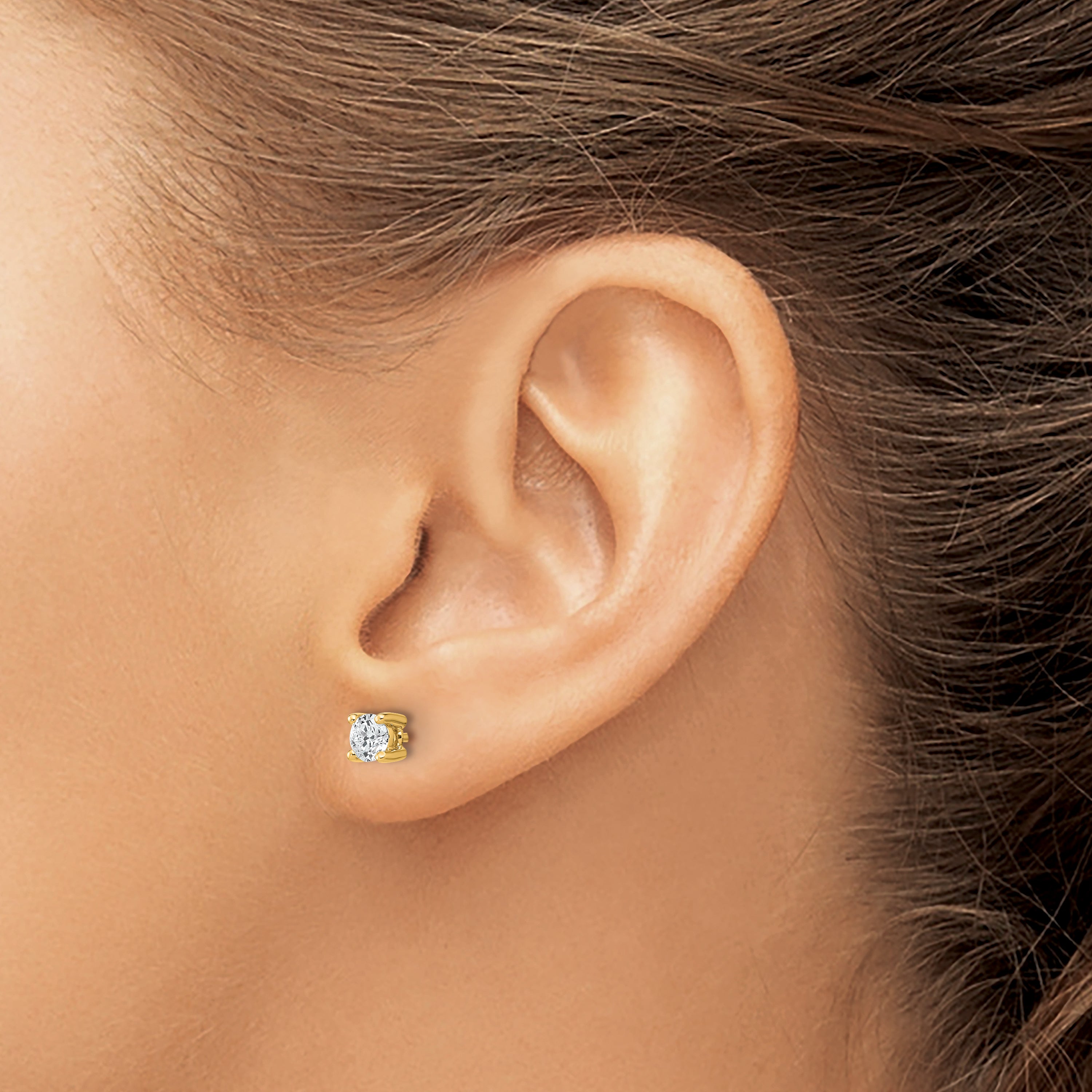 10K Yellow Gold Lab-Created Diamond 4-Prong Stud Earrings