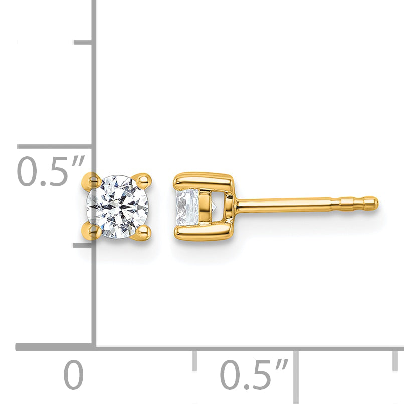 10K Yellow Gold Lab-Created Diamond 4-Prong Stud Earrings