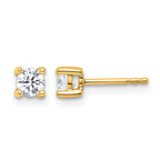 14K Yellow Gold 1/2 ct Lab-Created Diamond VS+ F+, 4-Prong Stud Earrings