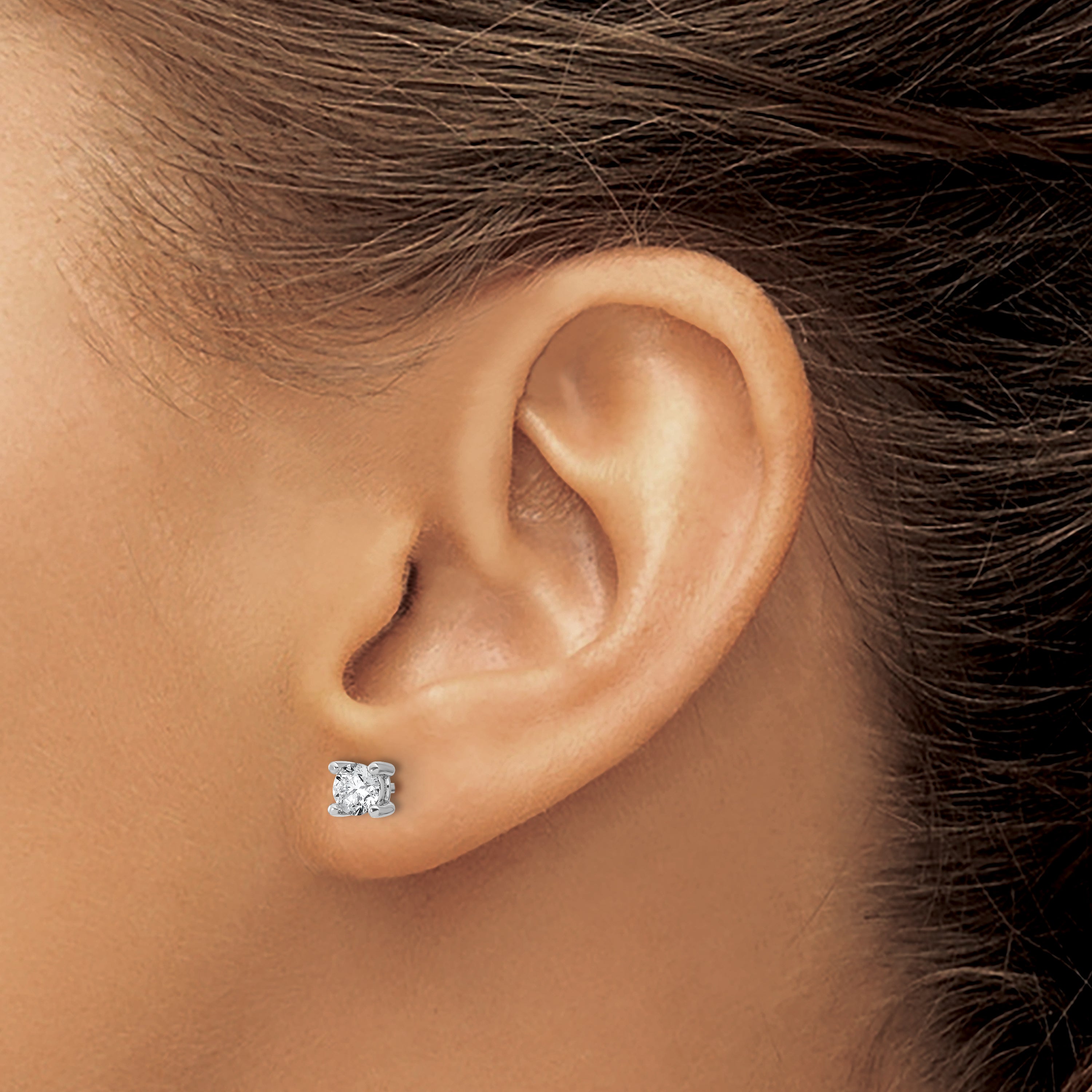 14K White Gold 5/8 ct Certified Lab-Created Diamond VS+ F+, 4-Prong Stud Earrings