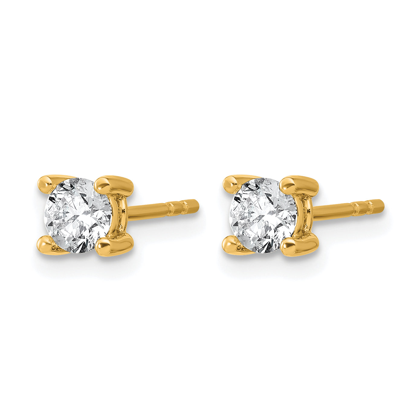 14K Yellow Gold 5/8 ct Certified Lab-Created Diamond VS+ F+, 4-Prong Stud Earrings
