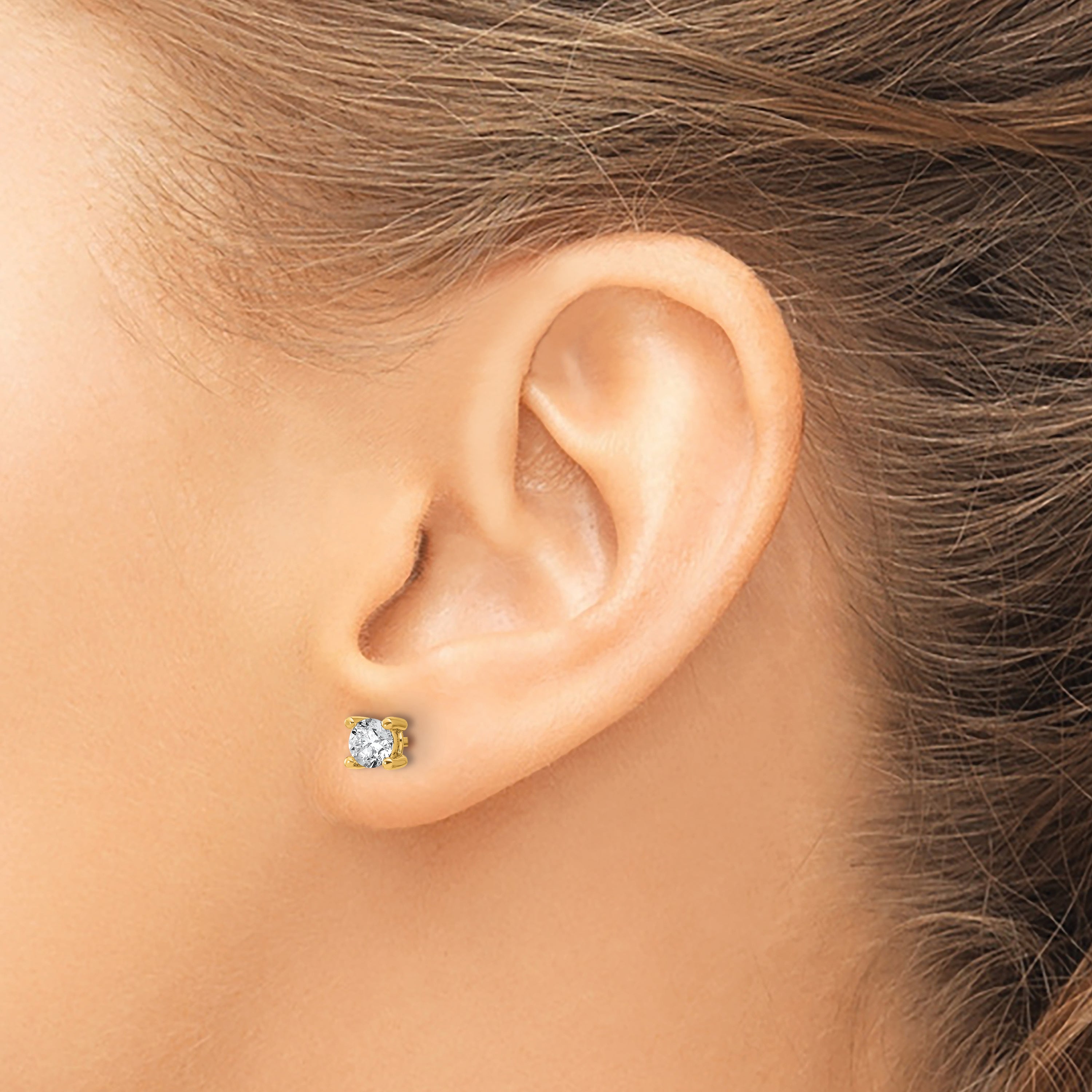14k 5/8 carat Lab Grown Diamond VS+ F+ Round Complete Four Prong Heavyweight Stud Earrings