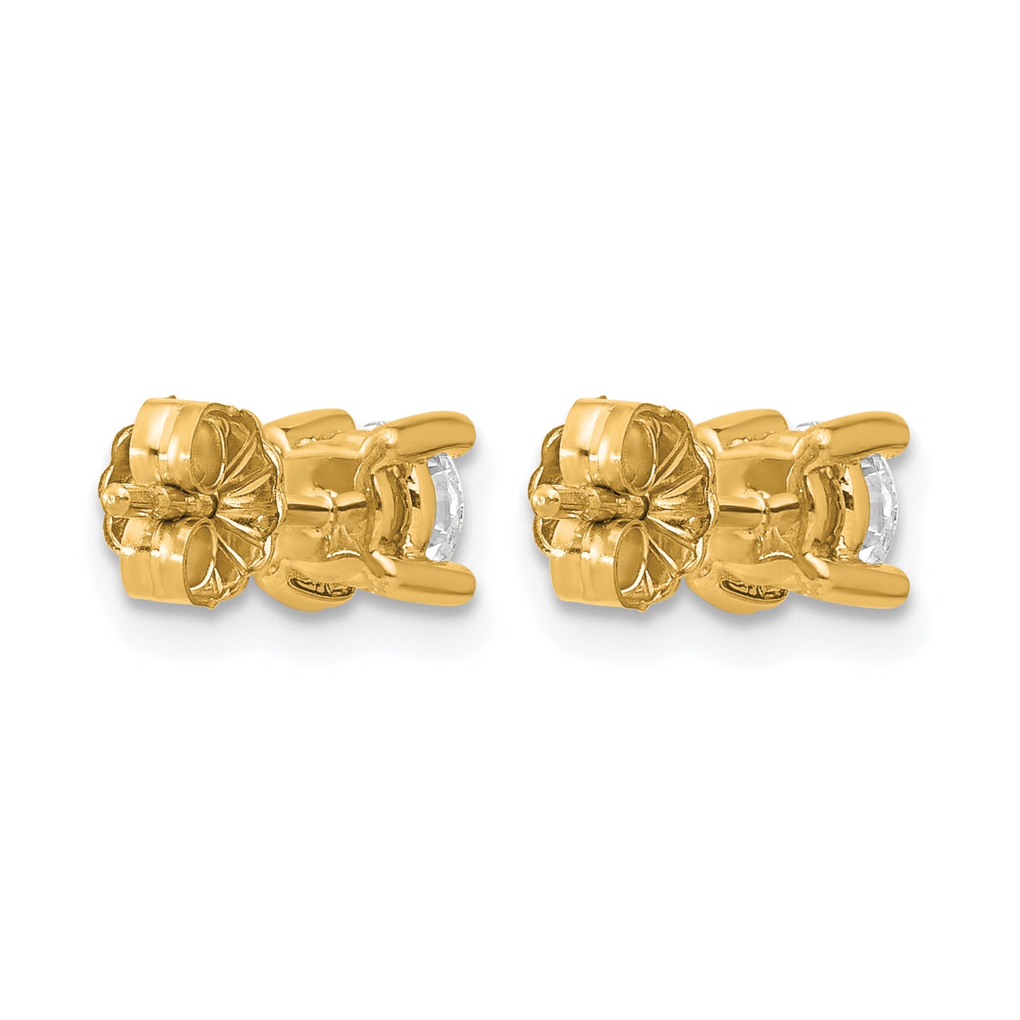 14K Yellow Gold 5/8 ct Certified Lab-Created Diamond VS+ F+, 4-Prong Stud Earrings