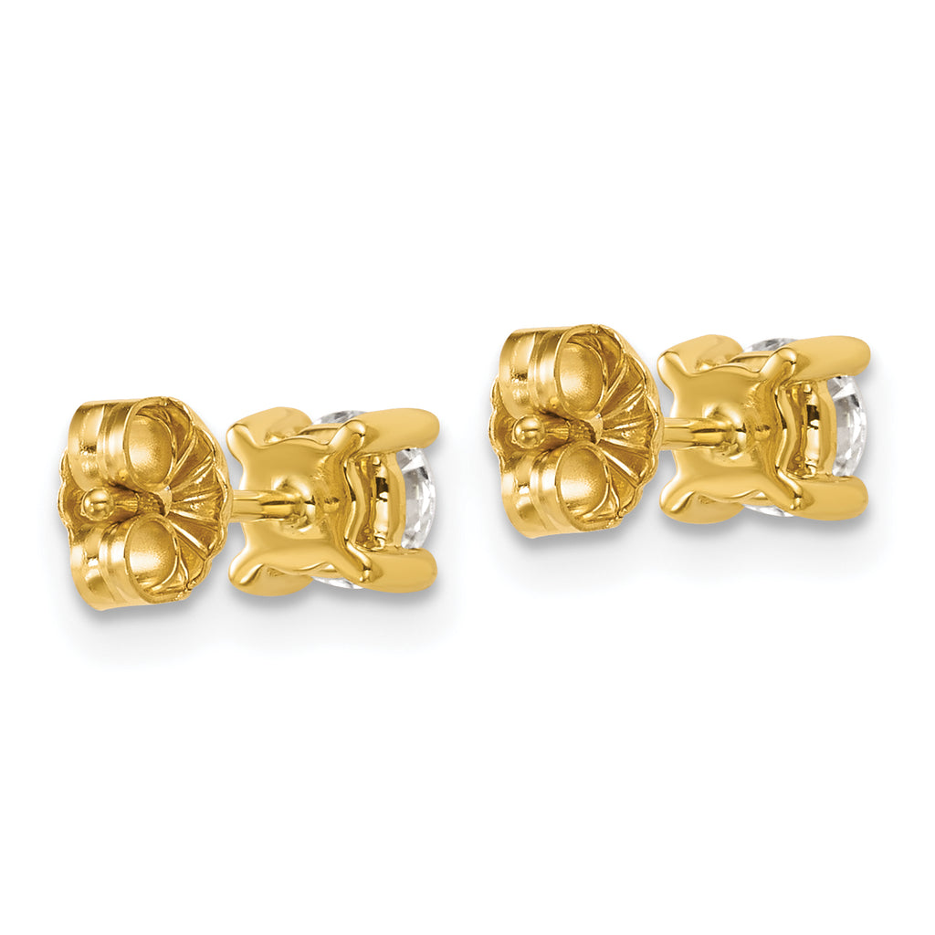 18K Yellow Gold 3/4 ct Certified Lab-Created Diamond VS+ F+, 4-Prong Stud Earrings