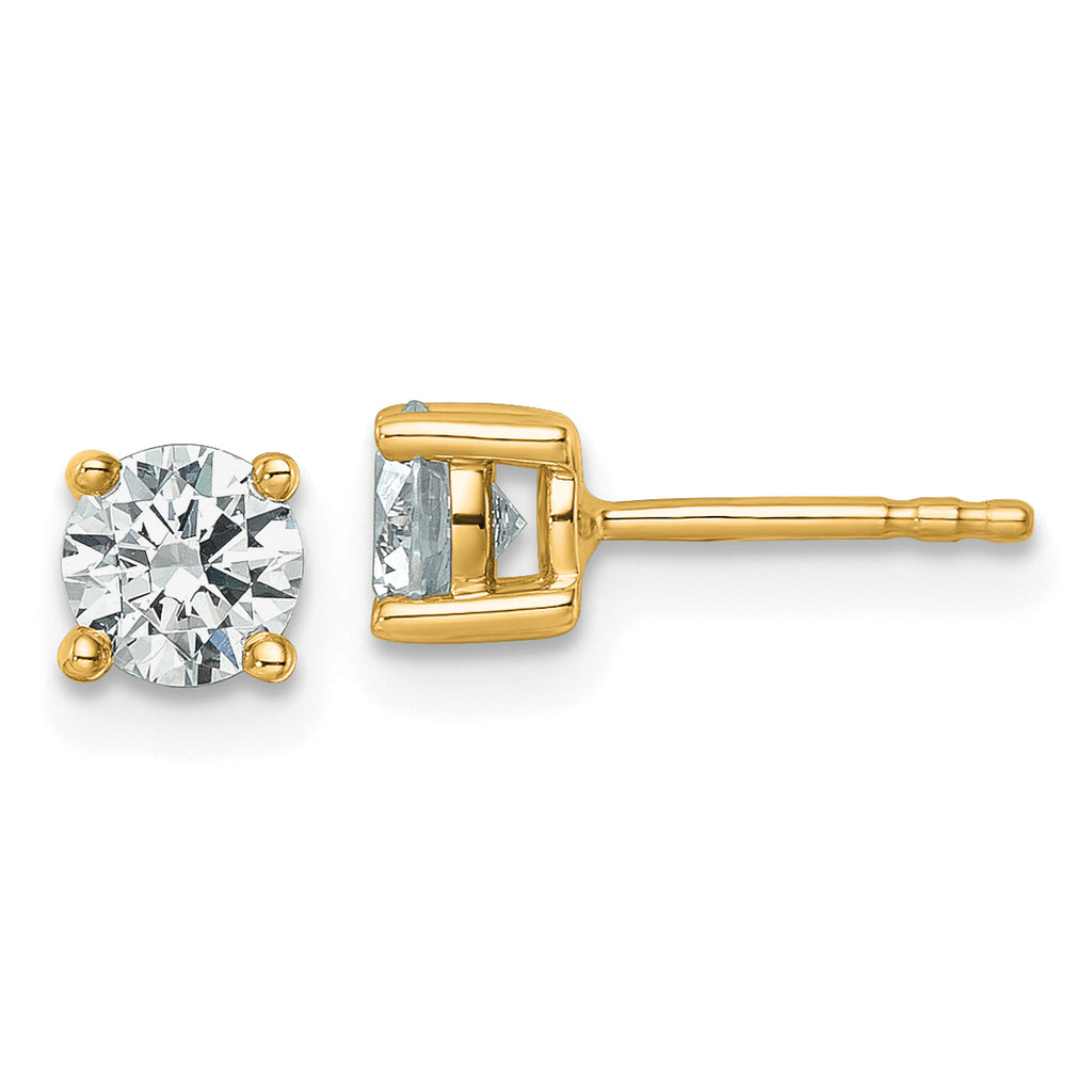 18K Yellow Gold 3/4 ct Certified Lab-Created Diamond VS+ F+, 4-Prong Stud Earrings