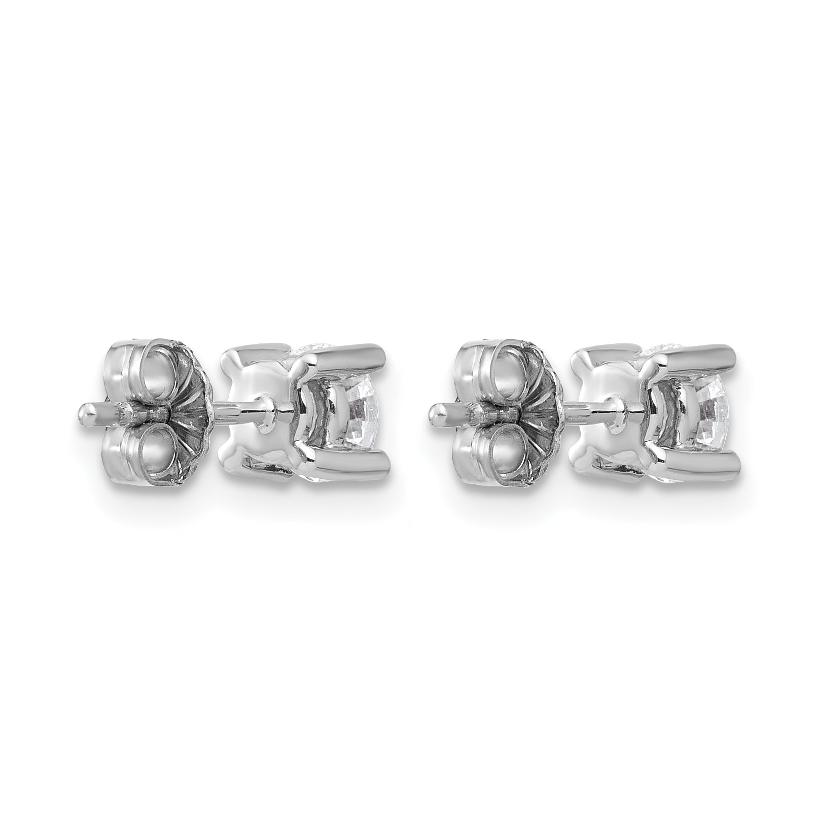 14k White Gold 3/4 carat Certified Lab Grown Diamond VS/SI+ G+ Round Complete Four Prong Heavyweight Stud Earrings