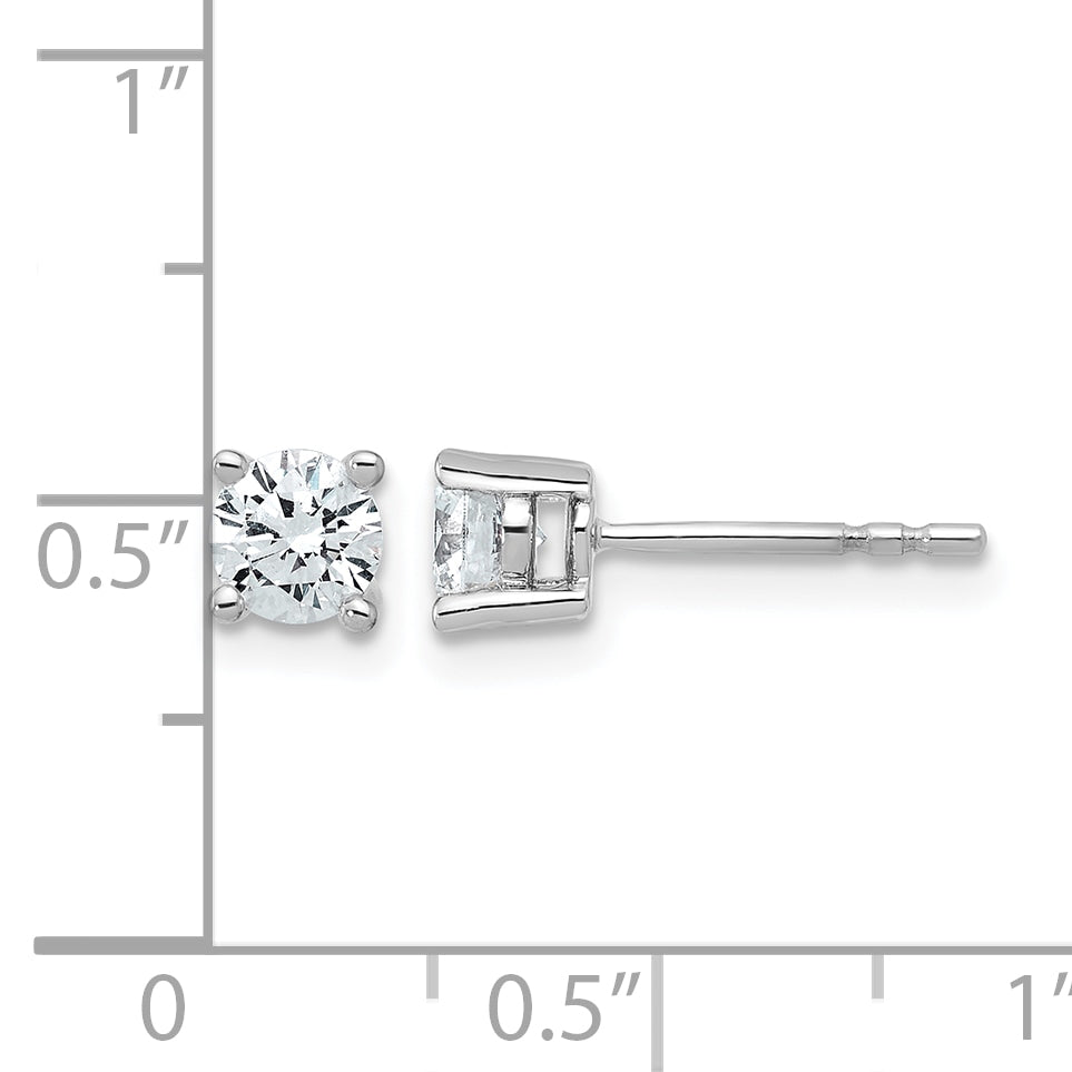 14k White Gold 3/4 carat Certified Lab Grown Diamond VS/SI+ G+ Round Complete Four Prong Heavyweight Stud Earrings