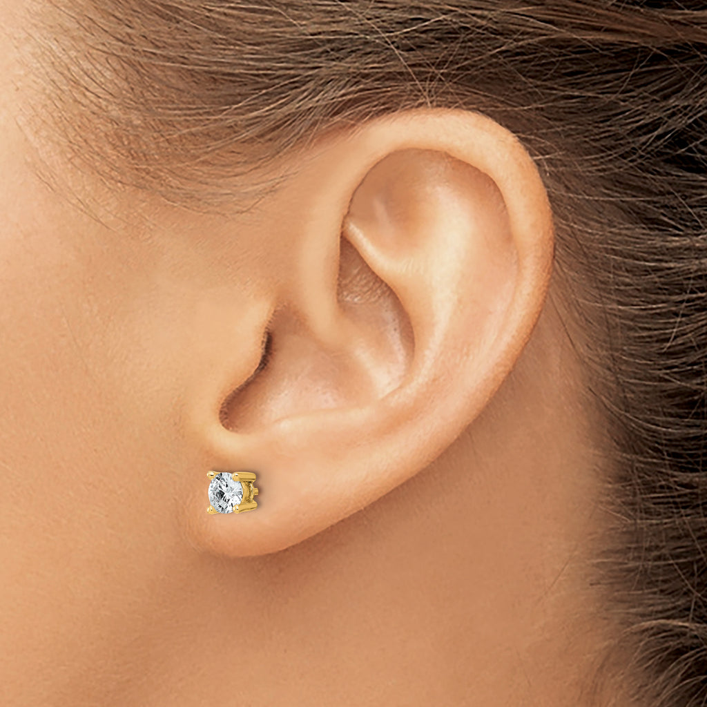 14K Yellow Gold 3/4 ct Lab-Created Diamond VS+ F+, 4-Prong Stud Earrings