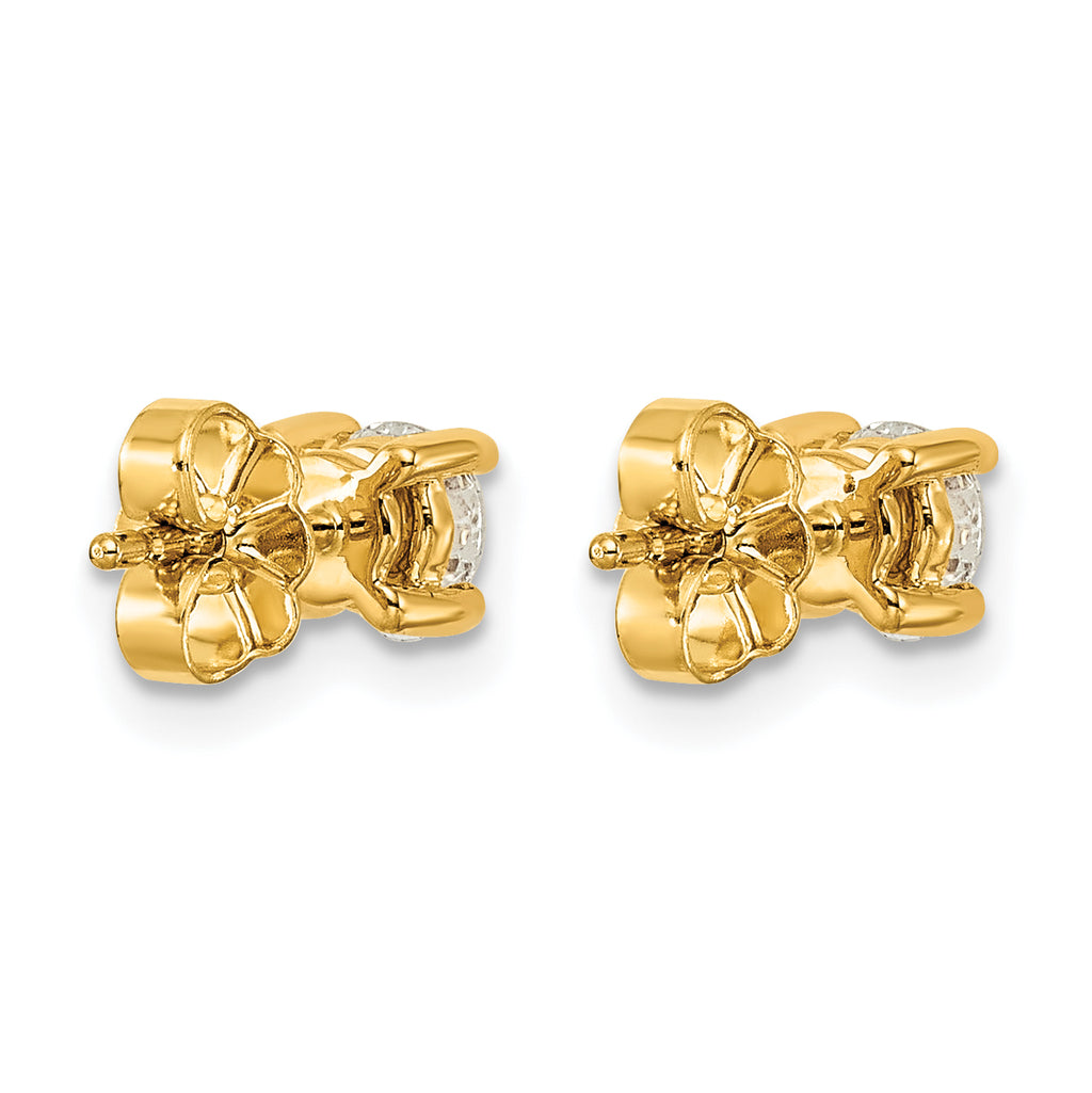 14K Yellow Gold 3/4 ct Certified Lab-Created Diamond VS+ F+, 4-Prong Stud Earrings