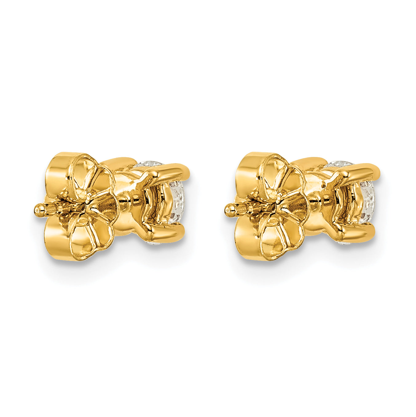 14K Yellow Gold 3/4 ct Certified Lab-Created Diamond VS+ F+, 4-Prong Stud Earrings