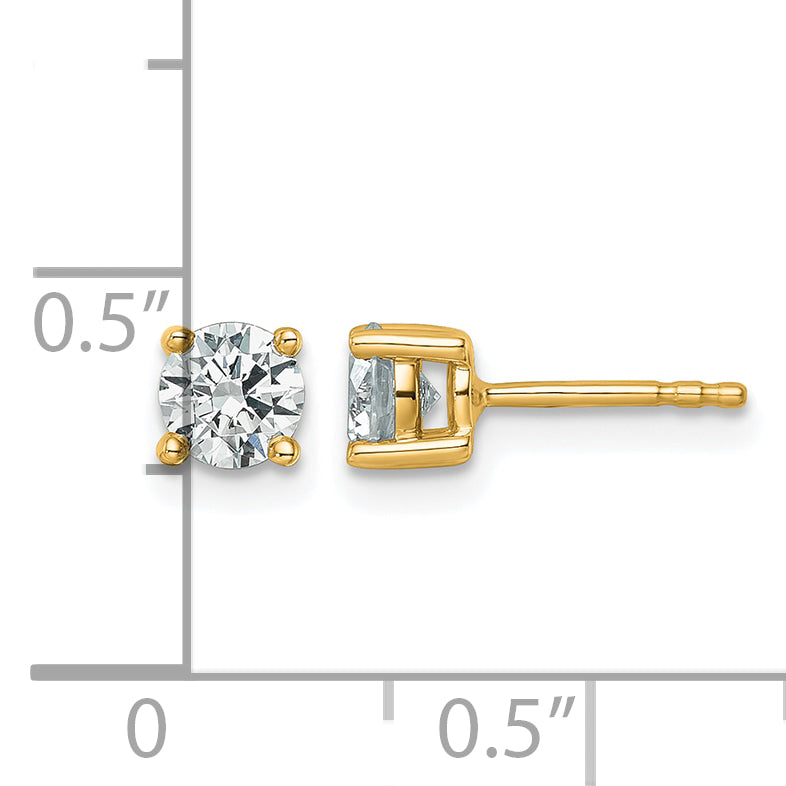 14K Yellow Gold 3/4 ct Certified Lab-Created Diamond VS+ F+, 4-Prong Stud Earrings