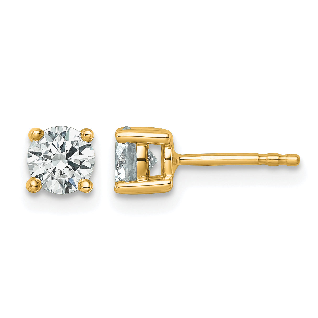 14K Yellow Gold 3/4 ct Certified Lab-Created Diamond VS+ F+, 4-Prong Stud Earrings Main image