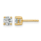14K Yellow Gold 3/4 ct Lab-Created Diamond VS+ F+, 4-Prong Stud Earrings