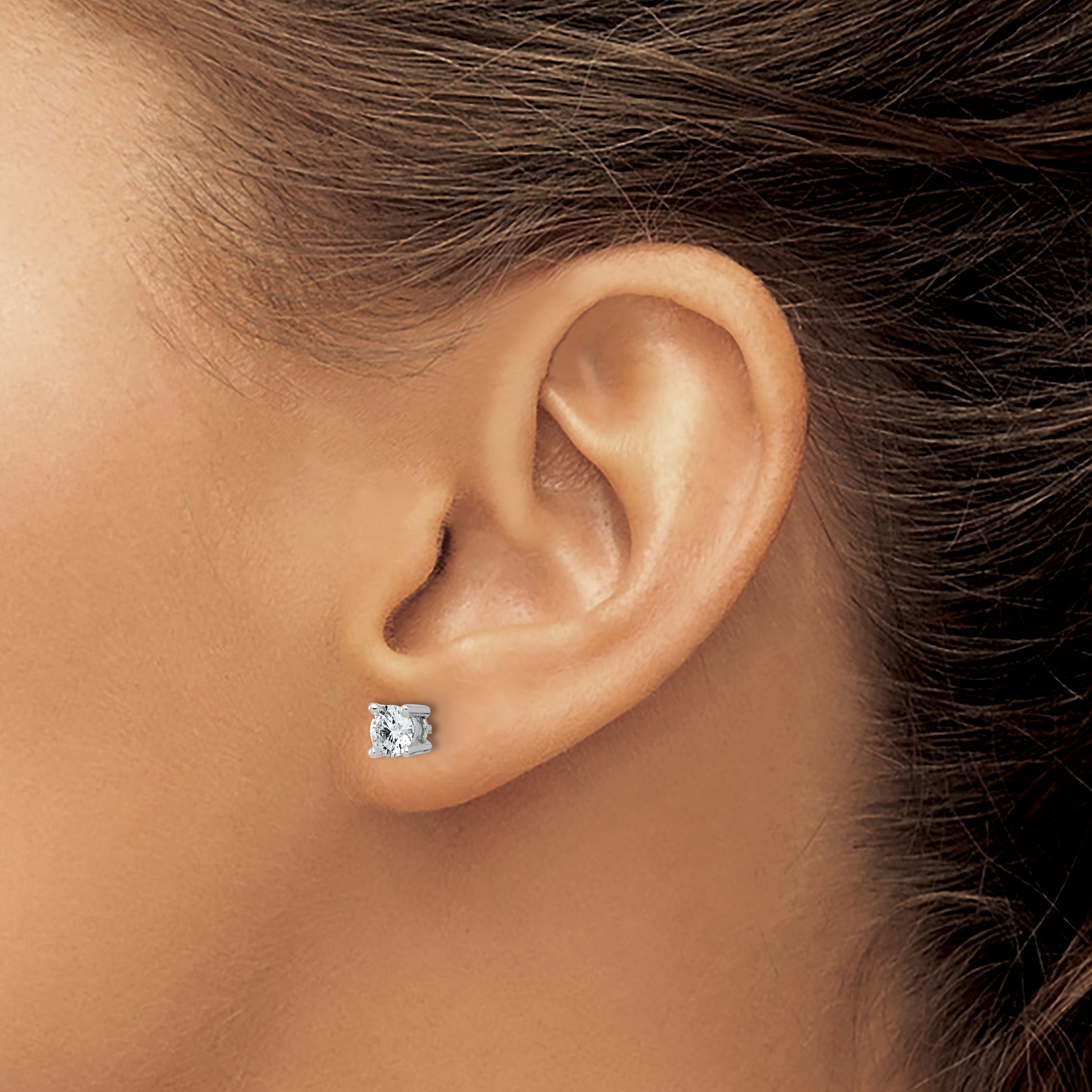 14K White Gold 7/8 ct Lab-Created Diamond VS+ F+, 4-Prong Stud Earrings