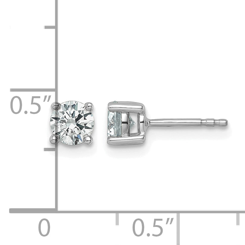 14K White Gold 7/8 ct Lab-Created Diamond VS+ F+, 4-Prong Stud Earrings