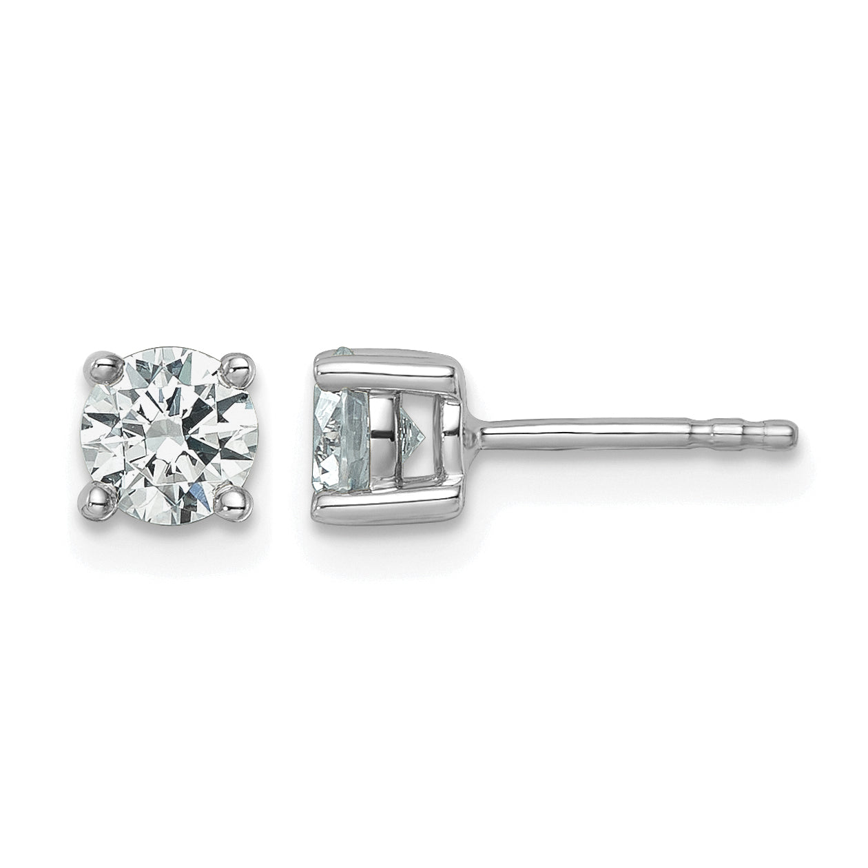14K White Gold 7/8 ct Lab-Created Diamond VS+ F+, 4-Prong Stud Earrings