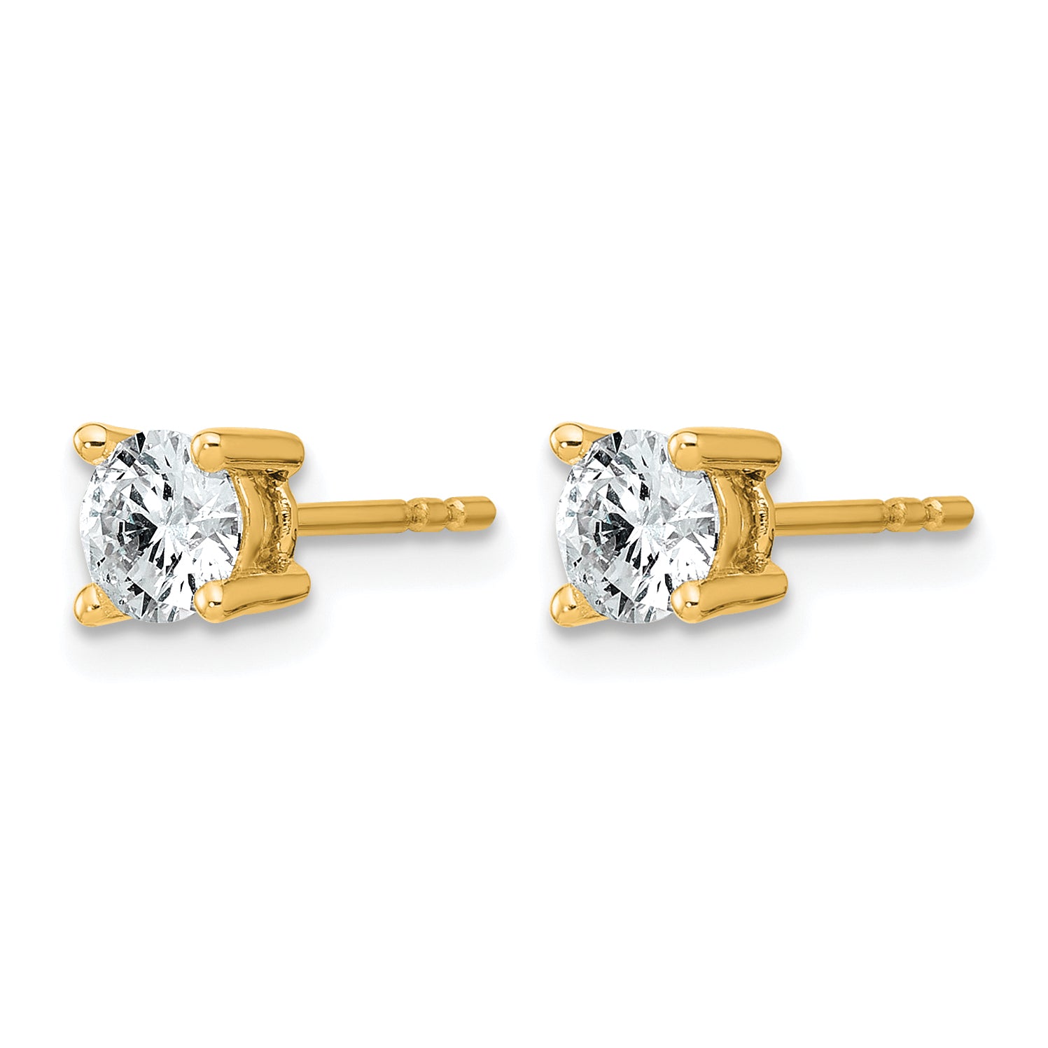 14K Yellow Gold 7/8 ct Lab-Created Diamond VS+ F+, 4-Prong Stud Earrings