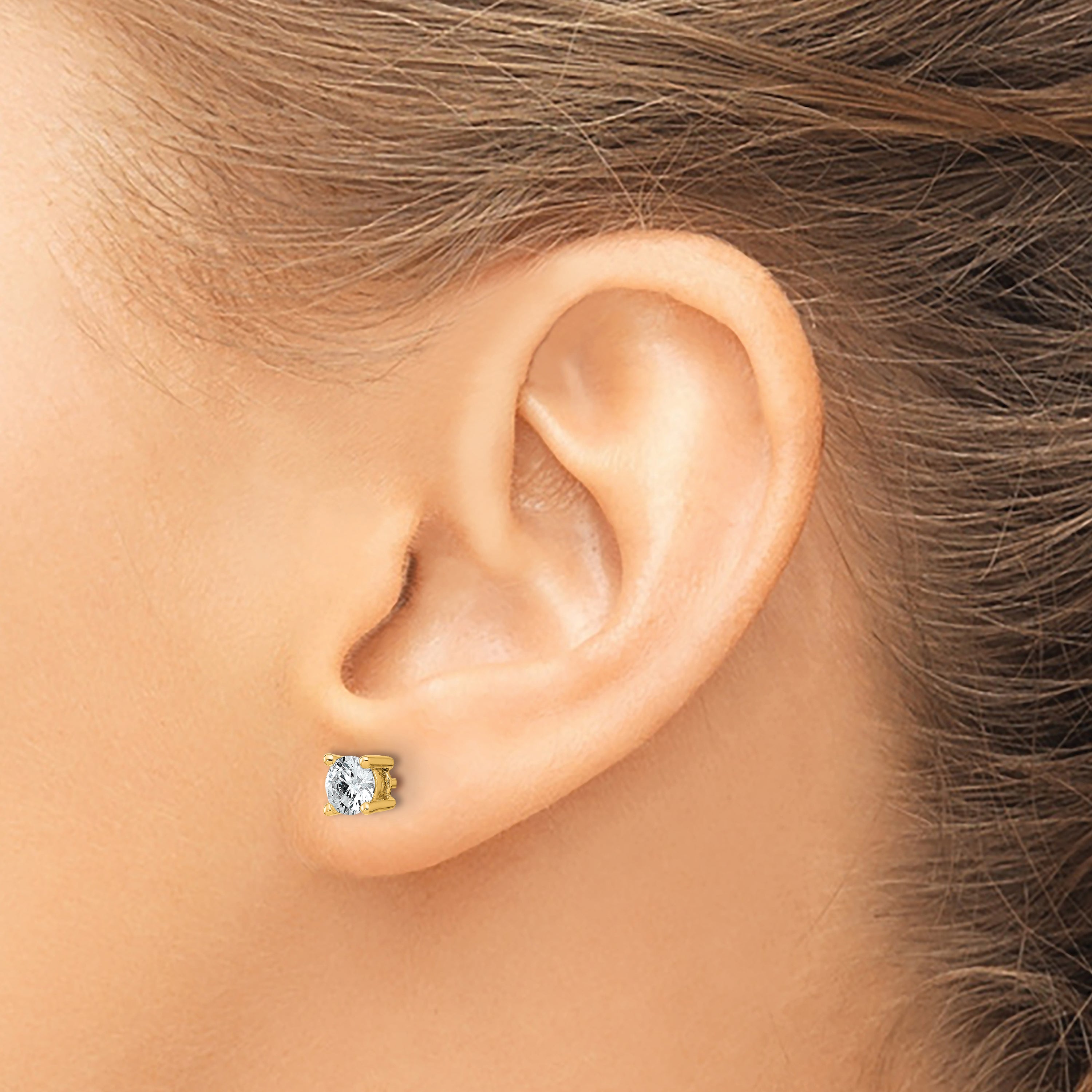 14K Yellow Gold 7/8 ct Lab-Created Diamond VS+ F+, 4-Prong Stud Earrings