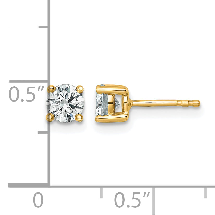 14K Yellow Gold 7/8 ct Lab-Created Diamond VS+ F+, 4-Prong Stud Earrings