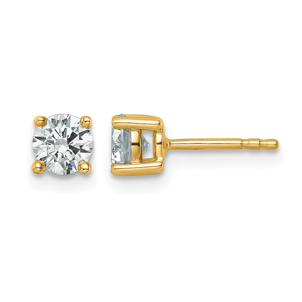 14K Yellow Gold 7/8 ct Lab-Created Diamond VS+ F+, 4-Prong Stud Earrings