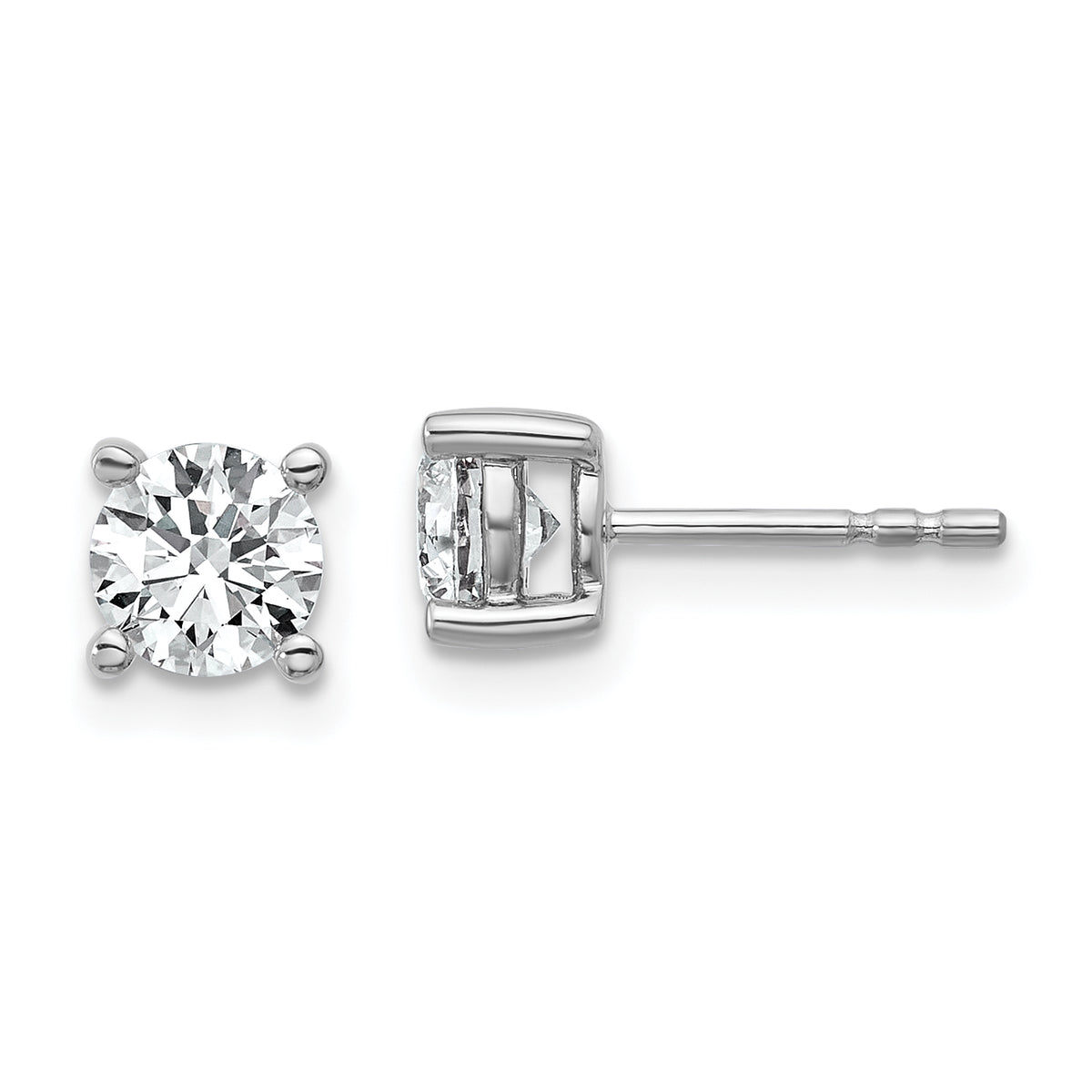 10K White Gold 1 ct Certified Lab-Created Diamond VS+ F+, 4-Prong Stud Earrings