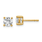 10K Yellow Gold 1 ct Certified Lab-Created Diamond VS+ F+, 4-Prong Stud Earrings