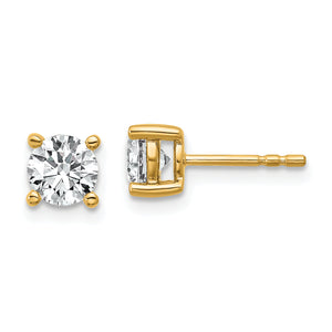 10K Yellow Gold 1 ct Certified Lab-Created Diamond VS/SI+ G+, 4-Prong Stud Earrings