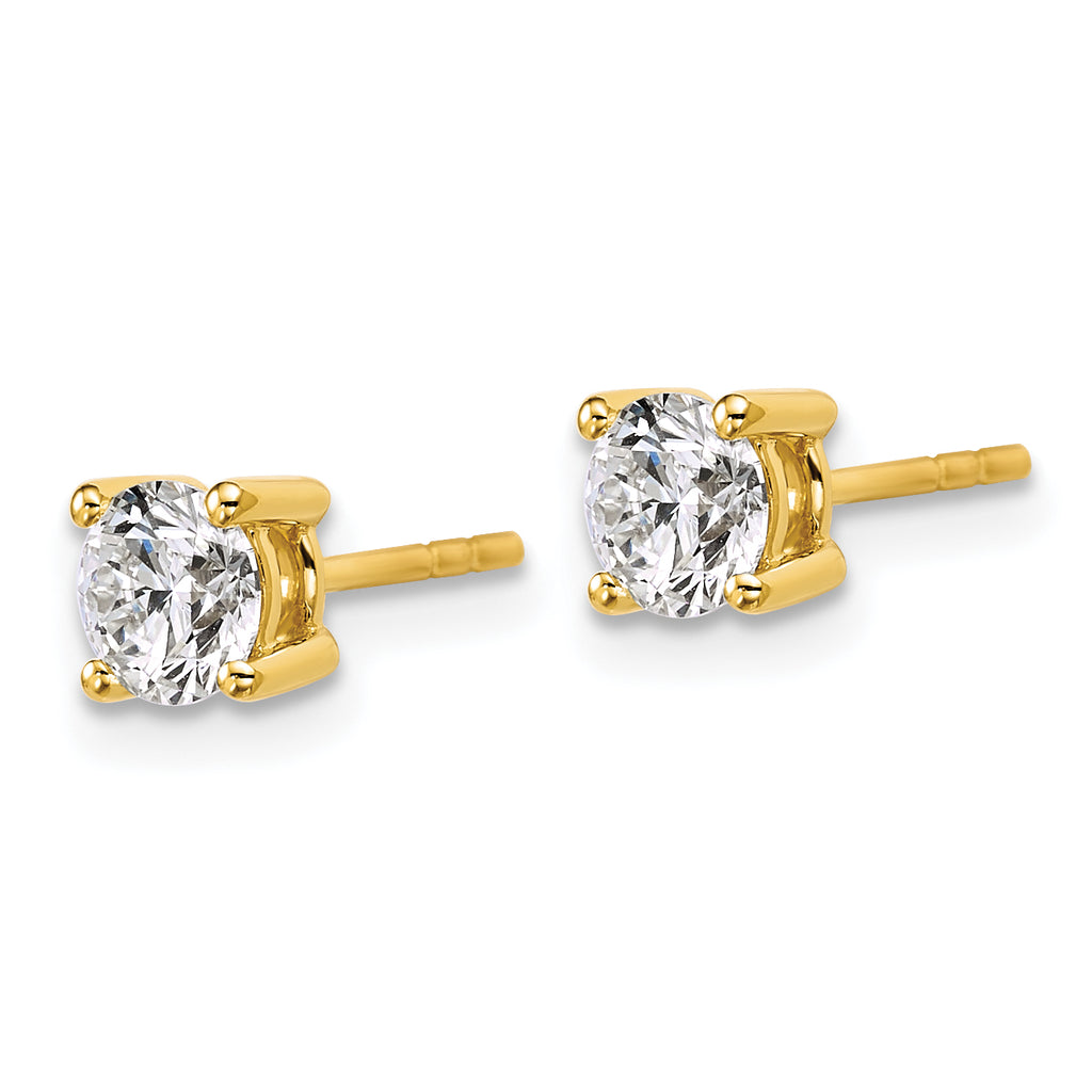 18K Yellow Gold 1 ct Lab-Created Diamond VS+ F+, 4-Prong Stud Earrings