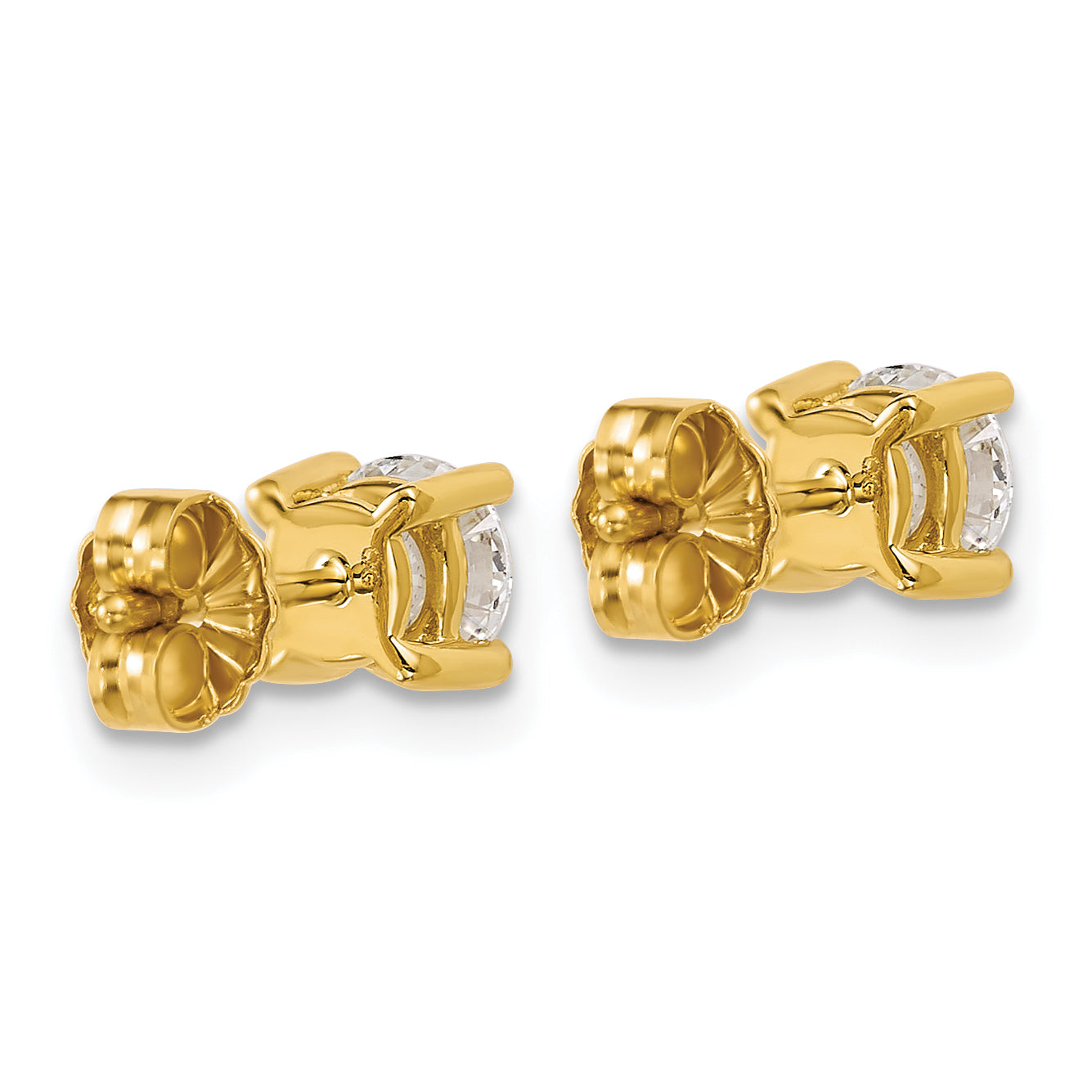 18K Yellow Gold 1 ct Lab-Created Diamond VS+ F+, 4-Prong Stud Earrings