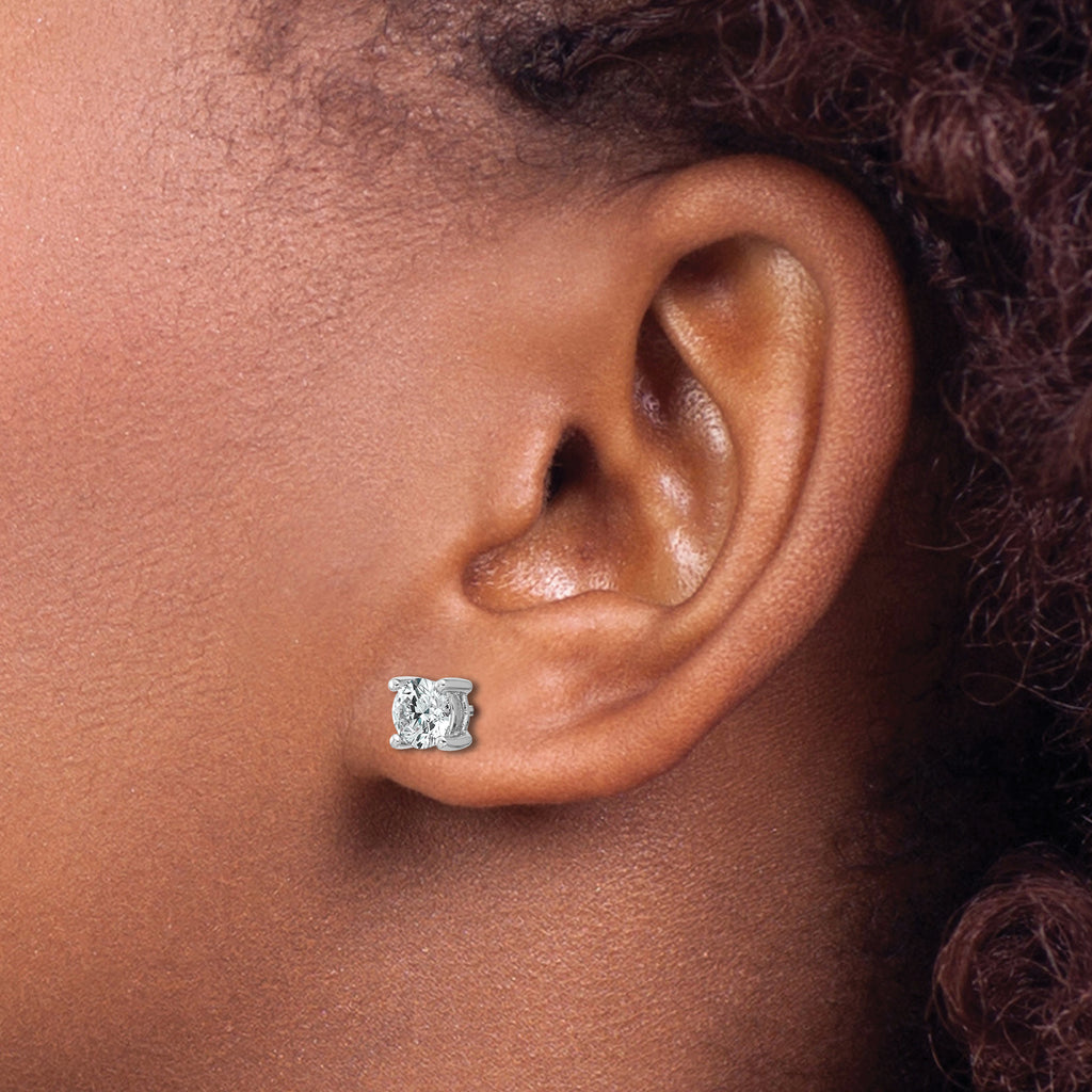 14K White Gold 1 ct Lab-Created Diamond VS/SI+ G+, 4-Prong Stud Earrings