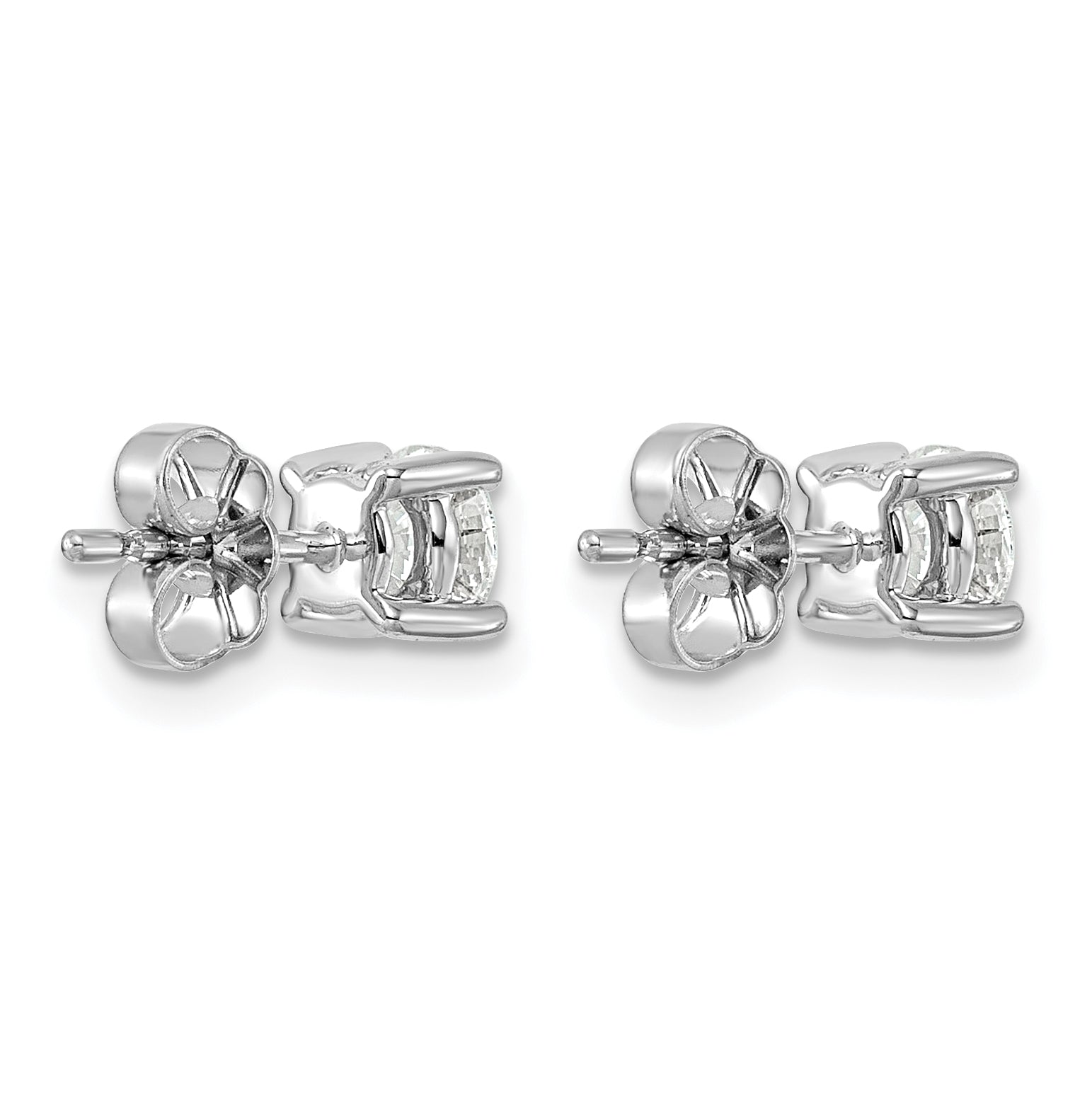 14K White Gold 1 ct Lab-Created Diamond VS+ F+, 4-Prong Stud Earrings