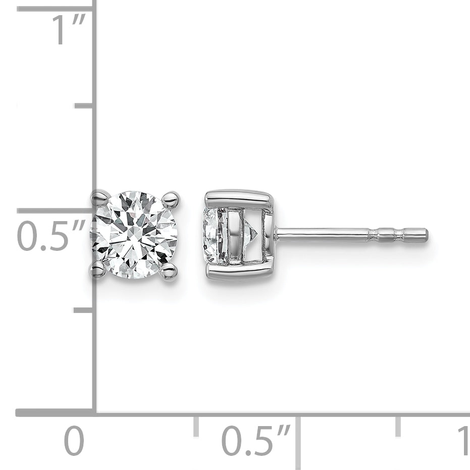 14K White Gold 1 ct Certified Lab-Created Diamond VS+ F+, 4-Prong Stud Earrings