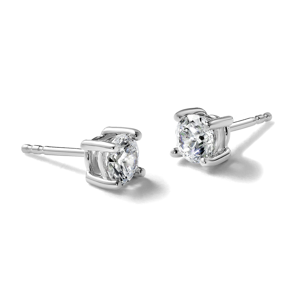 10K White Gold Lab-Created Diamond 4-Prong Stud Earrings