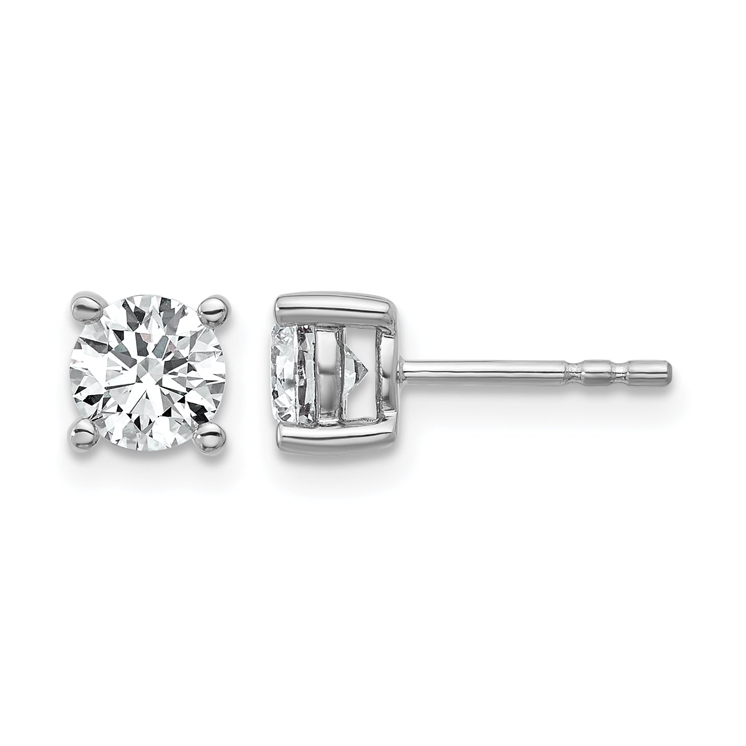 14K White Gold 1 ct Certified Lab-Created Diamond VS/SI+ G+, 4-Prong Stud Earrings