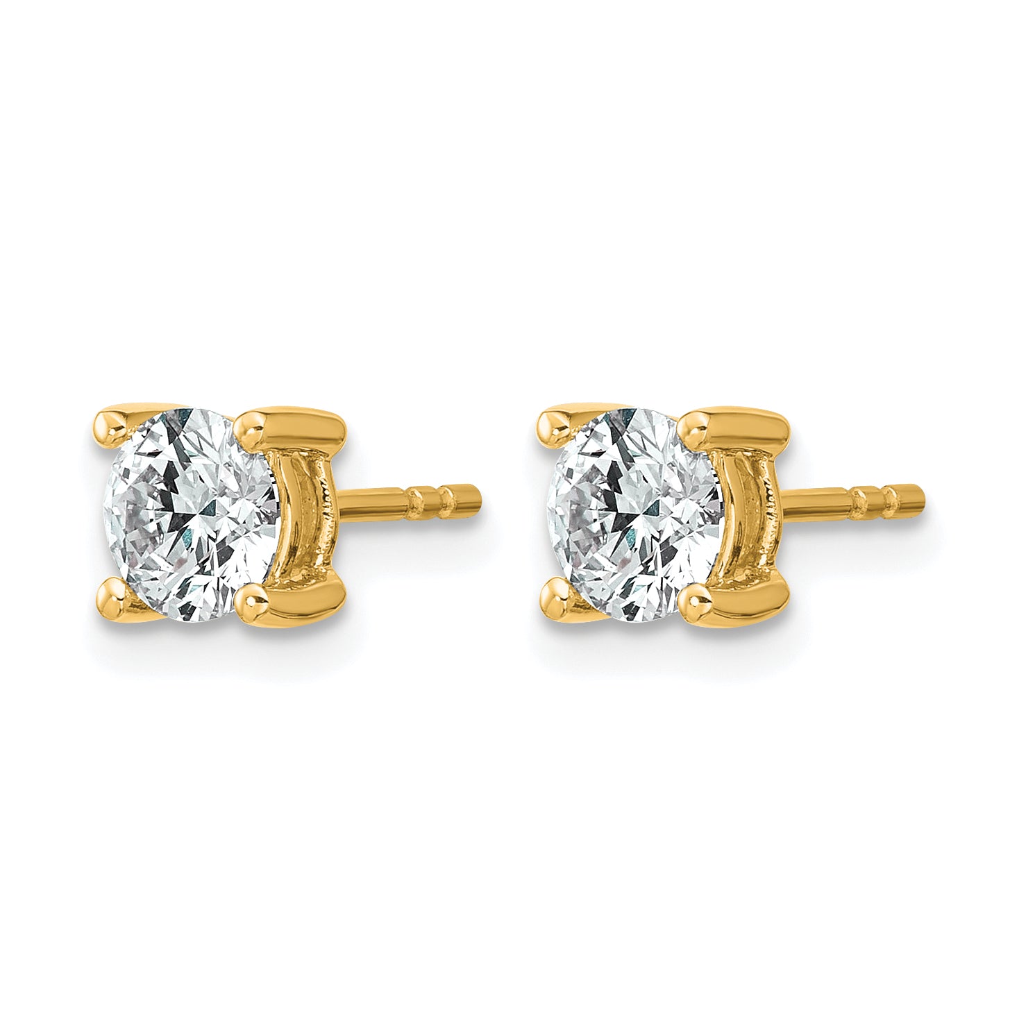 14K Yellow Gold 1 ct Certified Lab-Created Diamond VS/SI+ G+, 4-Prong Stud Earrings