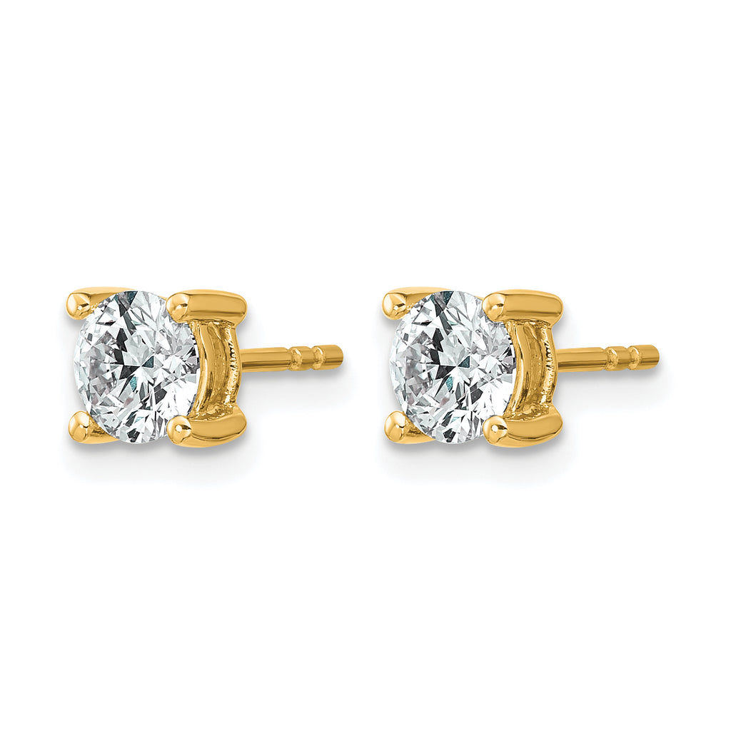 14K Yellow Gold 1 ct Lab-Created Diamond VS/SI+ G+, 4-Prong Stud Earrings