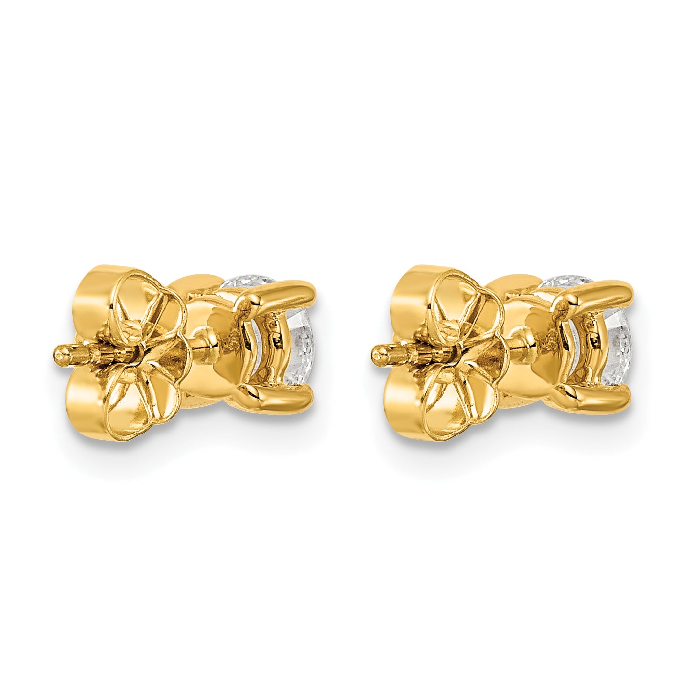 14K Yellow Gold 1 ct Certified Lab-Created Diamond VS/SI+ G+, 4-Prong Stud Earrings