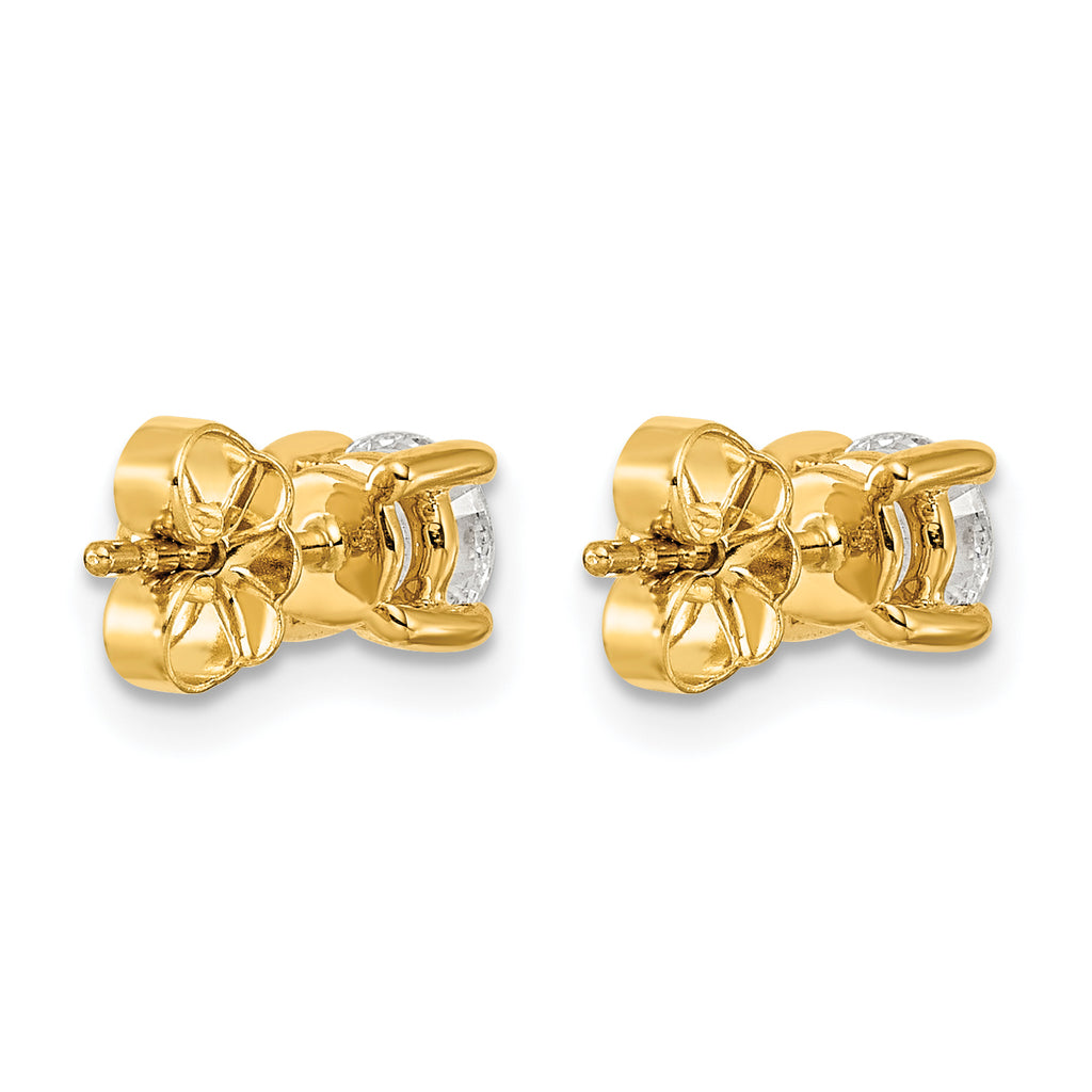 14K Yellow Gold 1 ct Certified Lab-Created Diamond VS/SI+ G+, 4-Prong Stud Earrings