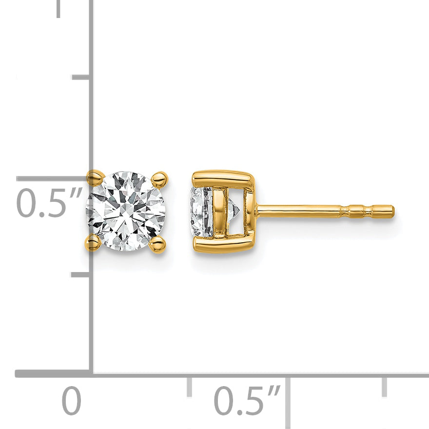 14K Yellow Gold 1 ct Lab-Created Diamond VS/SI+ G+, 4-Prong Stud Earrings Secondary image