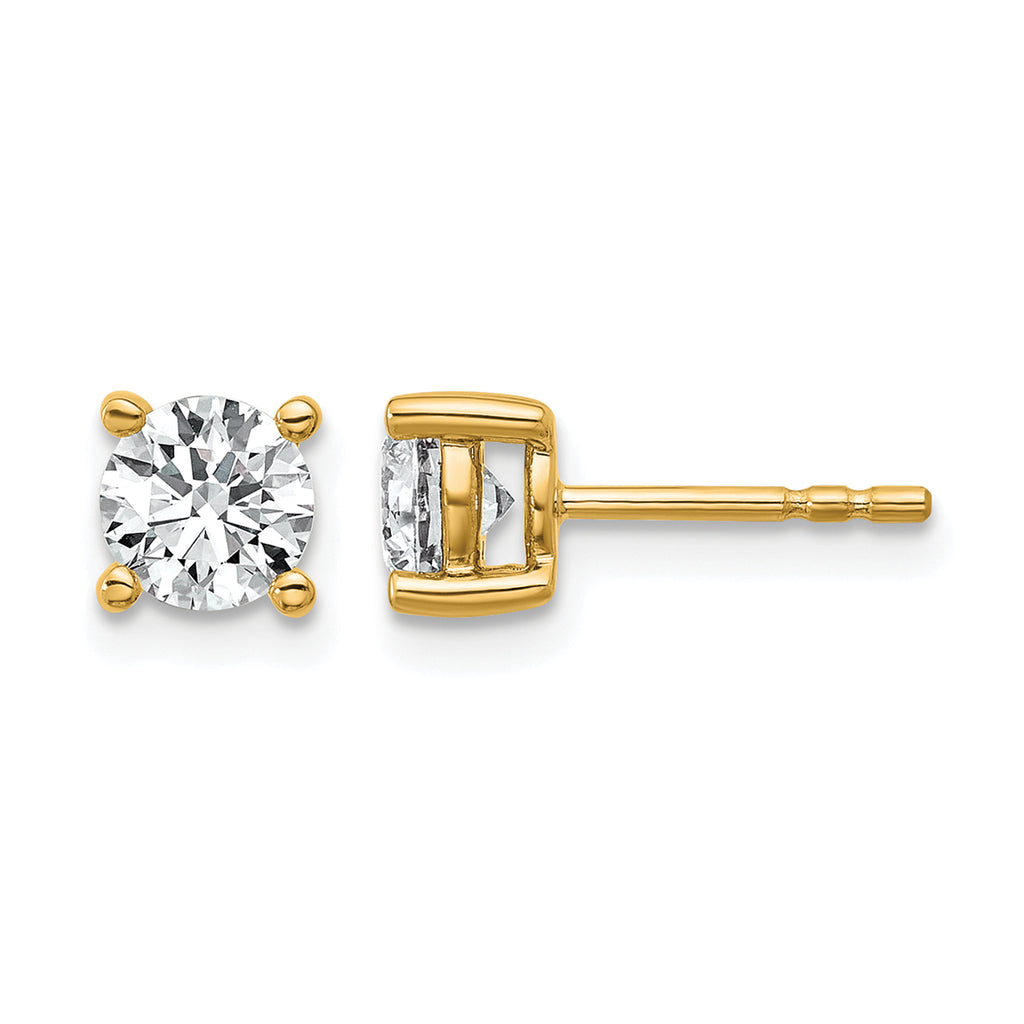 14K Yellow Gold 1 ct Certified Lab-Created Diamond VS/SI+ G+, 4-Prong Stud Earrings