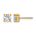 14K Yellow Gold 1 ct Certified Lab-Created Diamond VS/SI+ G+, 4-Prong Stud Earrings