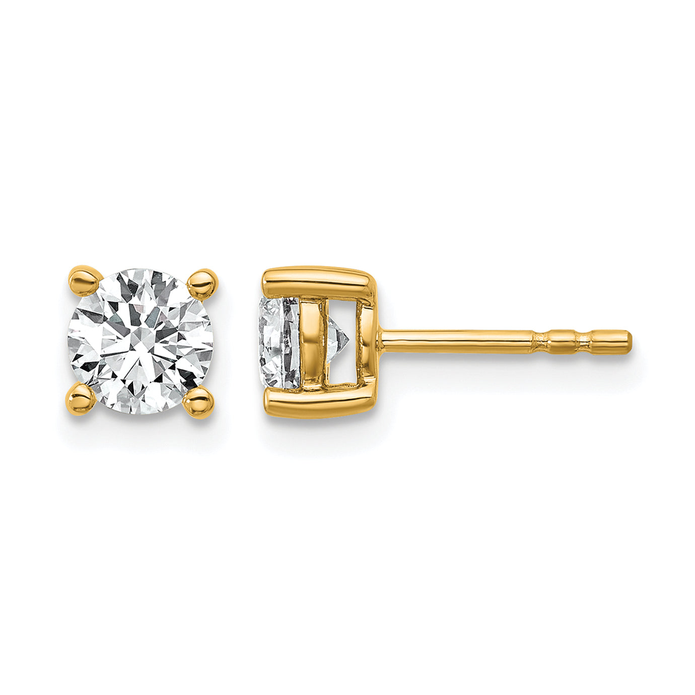 14K Yellow Gold 1 ct Certified Lab-Created Diamond VS+ F+, 4-Prong Stud Earrings Main image