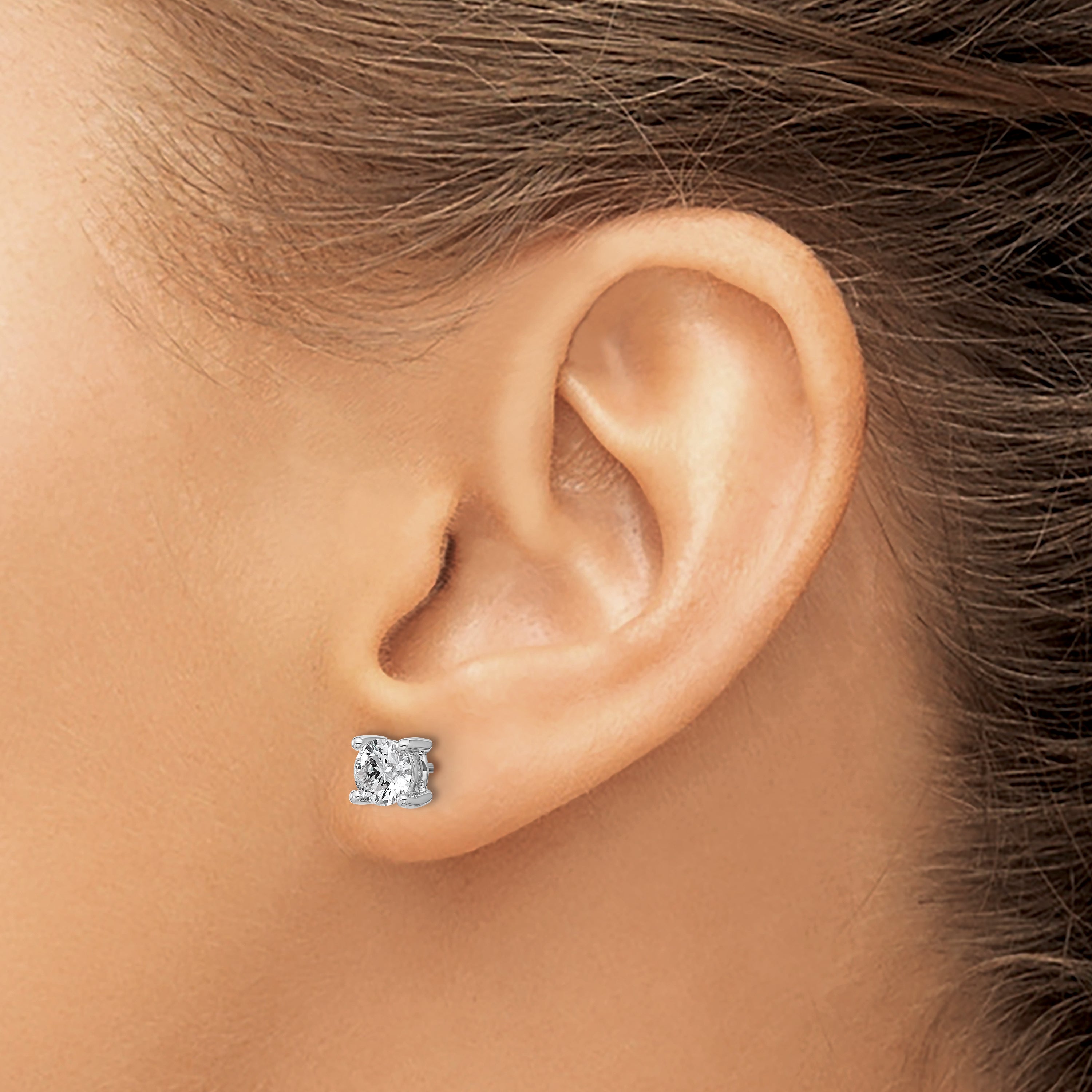 14K White Gold 1 1/4 ct Lab-Created Diamond VS/SI+ G+, 4-Prong Stud Earrings