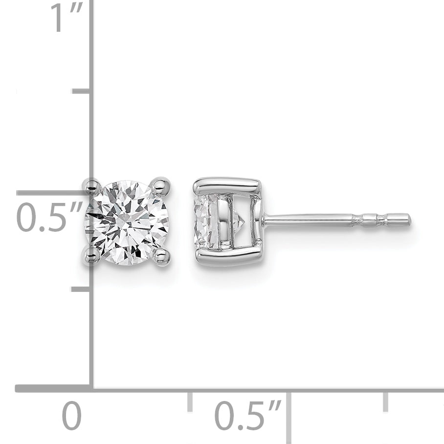 14K White Gold 1 1/4 ct Lab-Created Diamond VS+ F+, 4-Prong Stud Earrings