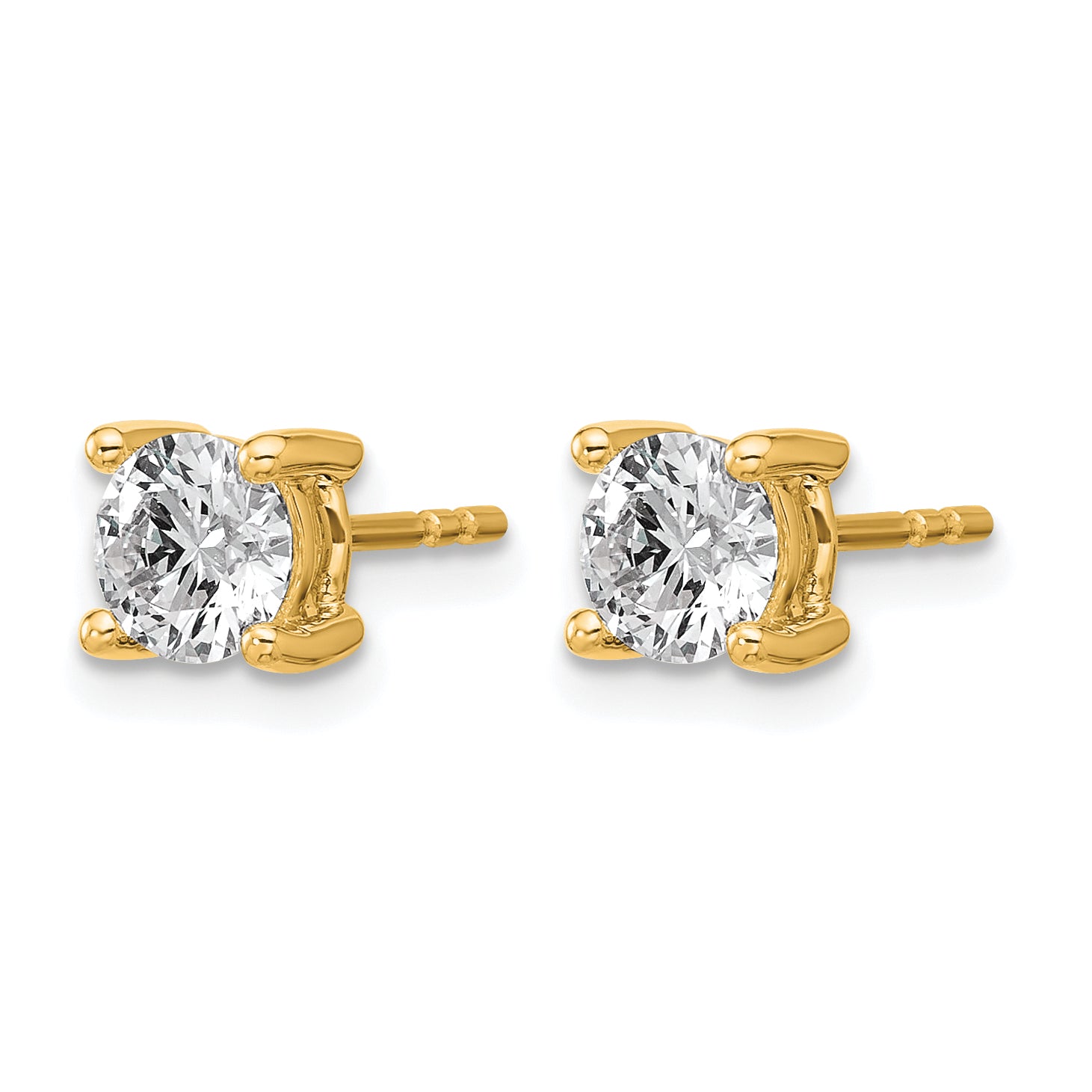 14K Yellow Gold 1 1/4 ct Lab-Created Diamond VS/SI+ G+, 4-Prong Stud Earrings