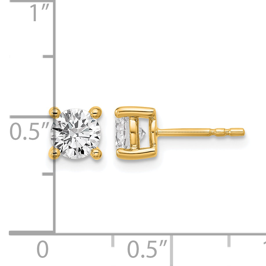 14K Yellow Gold 1 1/4 ct Lab-Created Diamond VS+ F+, 4-Prong Stud Earrings
