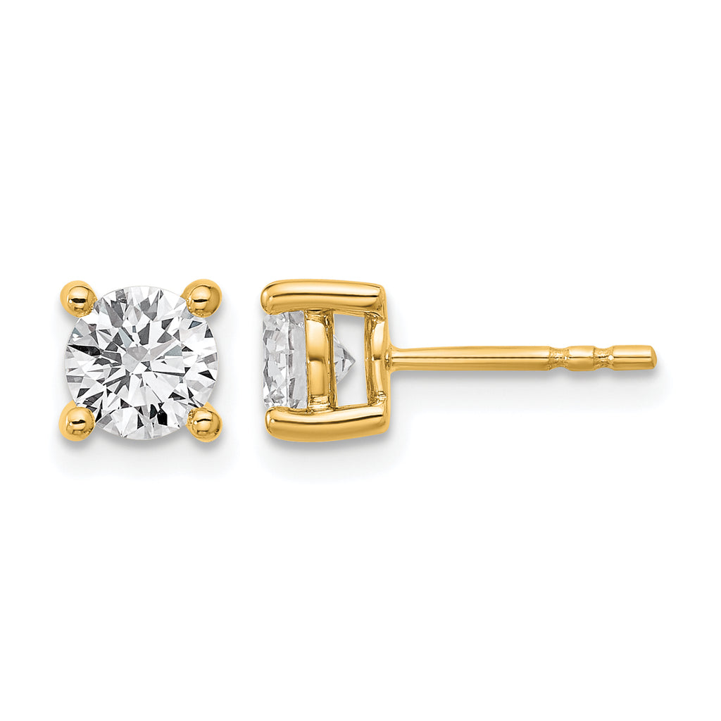 14K Yellow Gold 1 1/4 ct Lab-Created Diamond VS+ F+, 4-Prong Stud Earrings